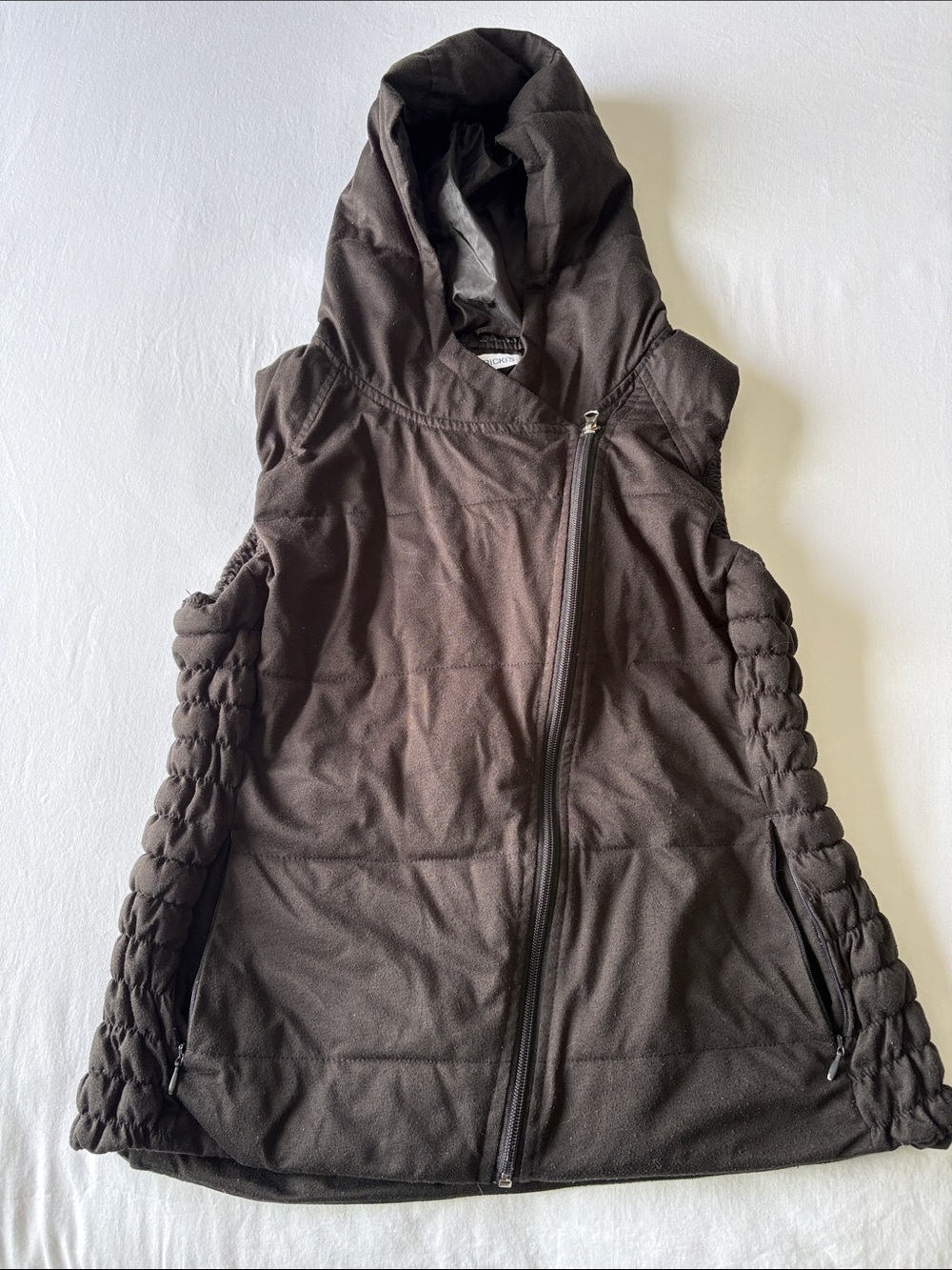 Ricki's Black Hooded Vest with Blue Logo Tag